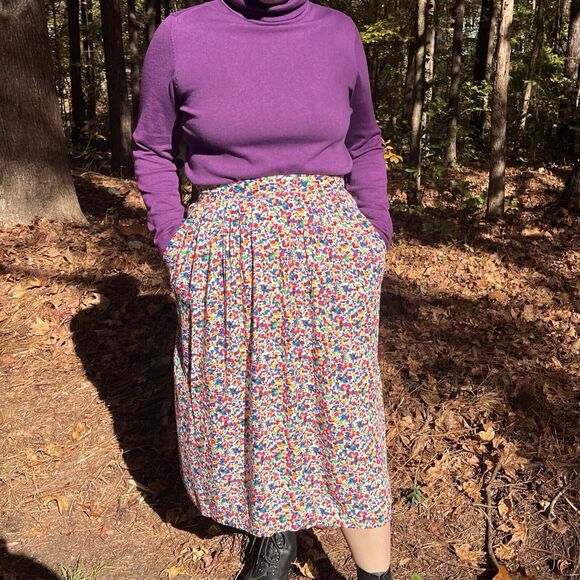 Requirements Vintage 90s Multi Color Abstract Confetti Skirt With Pockets Sz M - Picture 1 of 10